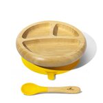 Avanchy Bamboo Suction Baby Plate and Spoon Trauku komplekts bērniem Yellow