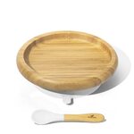 Avanchy Bamboo Suction Classic Plate and Spoon Trauku komplekts bērniem White