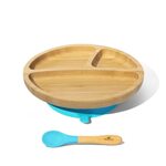 Avanchy Bamboo Suction Toddler Plate and Spoon Trauku komplekts bērniem Blue
