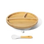 Avanchy Bamboo Suction Toddler Plate and Spoon Trauku komplekts bērniem White