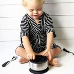 Avanchy Stainless Steel Suction Baby Bowl and Air Tight Lid Trauki bērniem Black