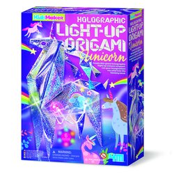 4M KidzMaker DIY komplekts Hologrāfiskais origami vienradzis ar gaismiņām, 00-04776