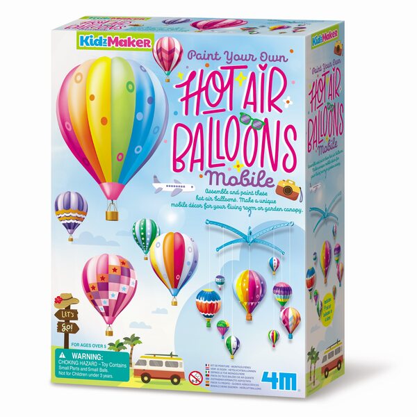 4M KidzMaker DIY komplekts Izkrāsojams gaisa balonu karuselītis, 00-04791