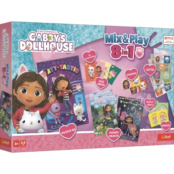 TREFL GABBY´S DOLLHOUSE 8in1 Mix&Play galda spēļu komplekts, 02747T