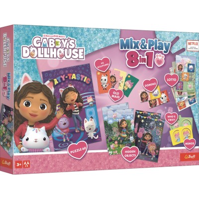 TREFL GABBY´S DOLLHOUSE 8in1 Mix&Play galda spēļu komplekts, 02747T
