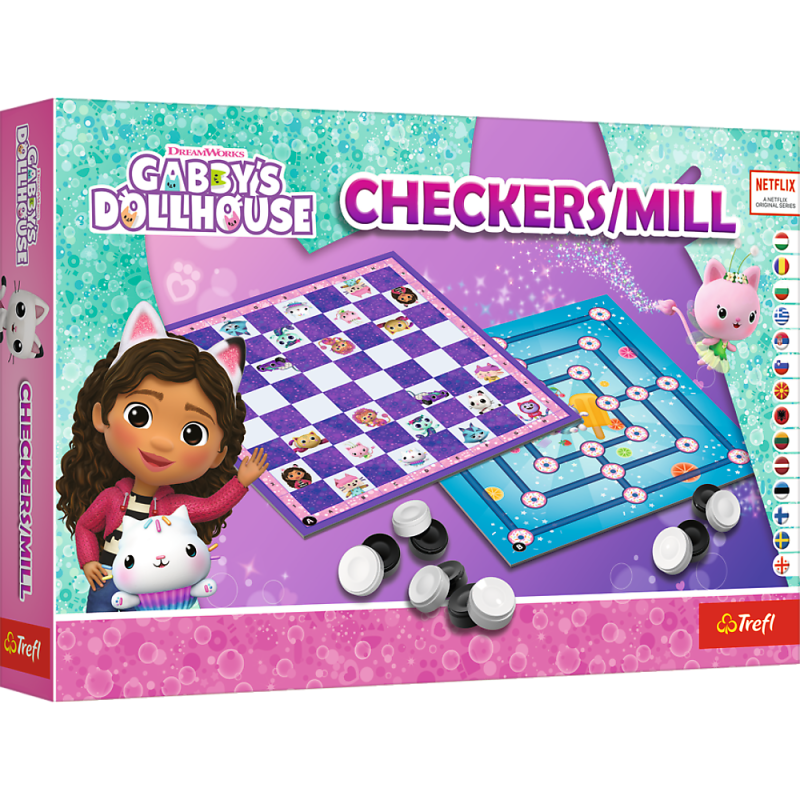 TREFL GABBY´S DOLLHOUSE Galda spēle Dambrete un Dzirnavas, 02858T