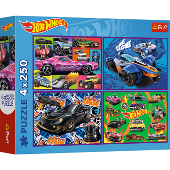 TREFL HOT WHEELS Pužļu komplekts 4x250 gab., 13312T