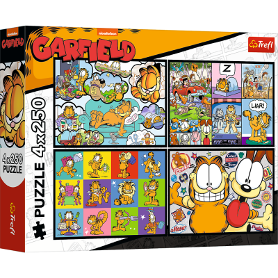 TREFL GARFIELD Pužļu komplekts Gārfīlds, 4x250 gab., 13344T
