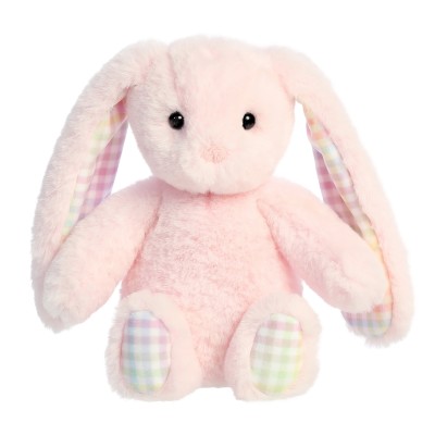 AURORA Rainbow Gingham Bunnies Plīša rozā trusis, 18 cm, 201030D