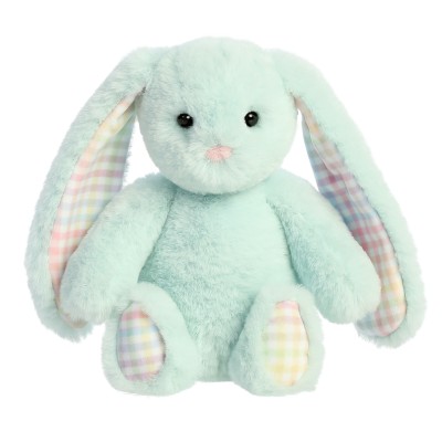 AURORA Rainbow Gingham Bunnies Plīša piparmētru zaļš  trusis, 18 cm, 201030F