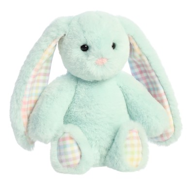 AURORA Rainbow Gingham Bunnies Plīša piparmētru zaļš  trusis, 18 cm, 201030F