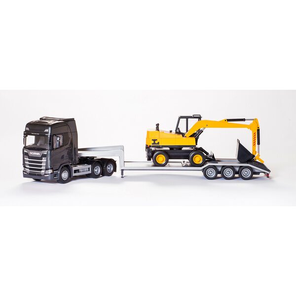 EMEK Scania S Melns iekrāvējs ar ekskavatoru, mērogs 1:25, 98 cm, 30603E EMEK Scania S Melns iekrāvējs ar ekskavatoru, mērogs 1:25, 98 cm, 30603E
