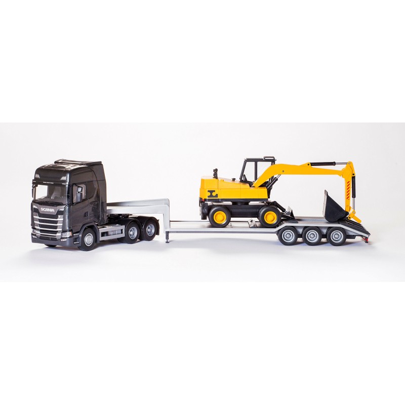 EMEK Scania S Melns iekrāvējs ar ekskavatoru, mērogs 1:25, 98 cm, 30603E