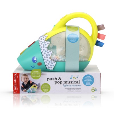 INFANTINO Push & pop Muzikālais mini putekļsūcējs ar gaismām, 307015