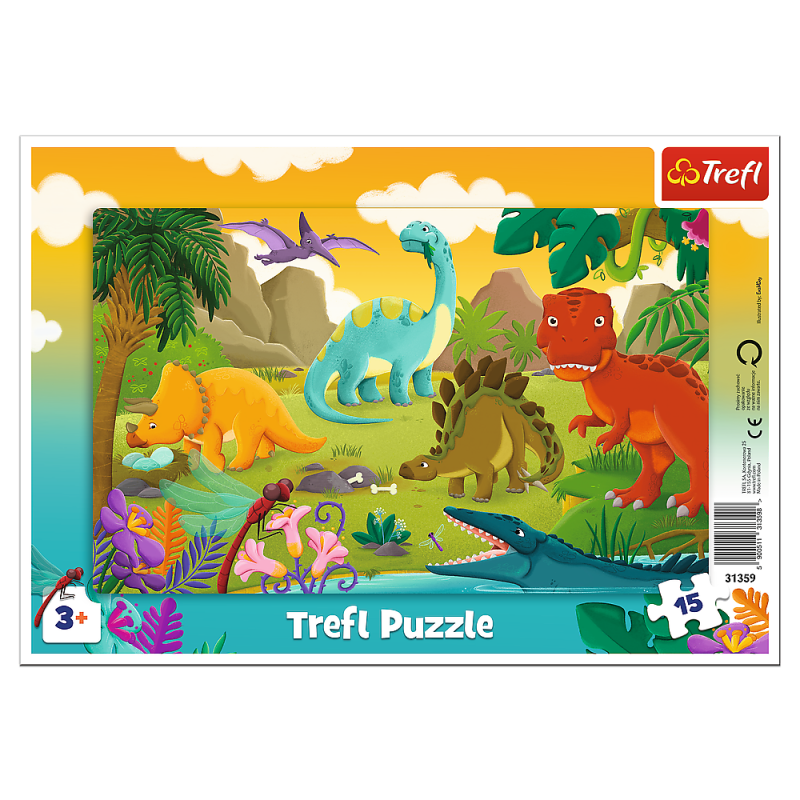 TREFL Puzle rāmītī Dinozauri, 15 gab., 31359T