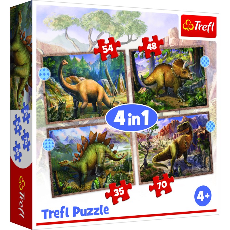 TREFL Pužļu komplekts 4in1 Dinozauri, 34383T