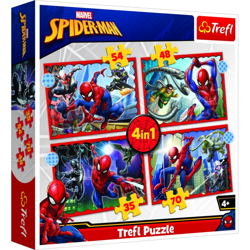 TREFL SPIDER-MAN Pužļu komplekts 4in1 Spiderman, 34384T