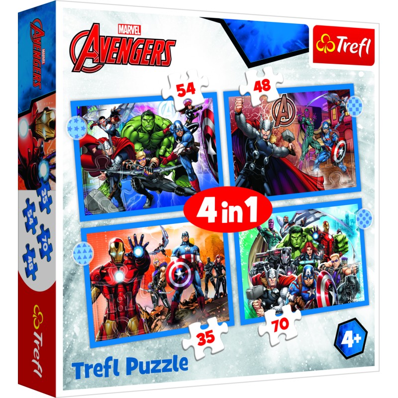 TREFL AVENGERS Pužļu komplekts 4 in 1, 34386T