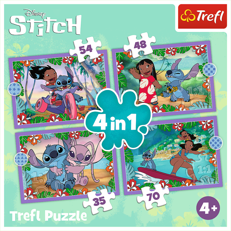 TREFL DISNEY STITCH Pužļu komplekts 4in1, 34633T