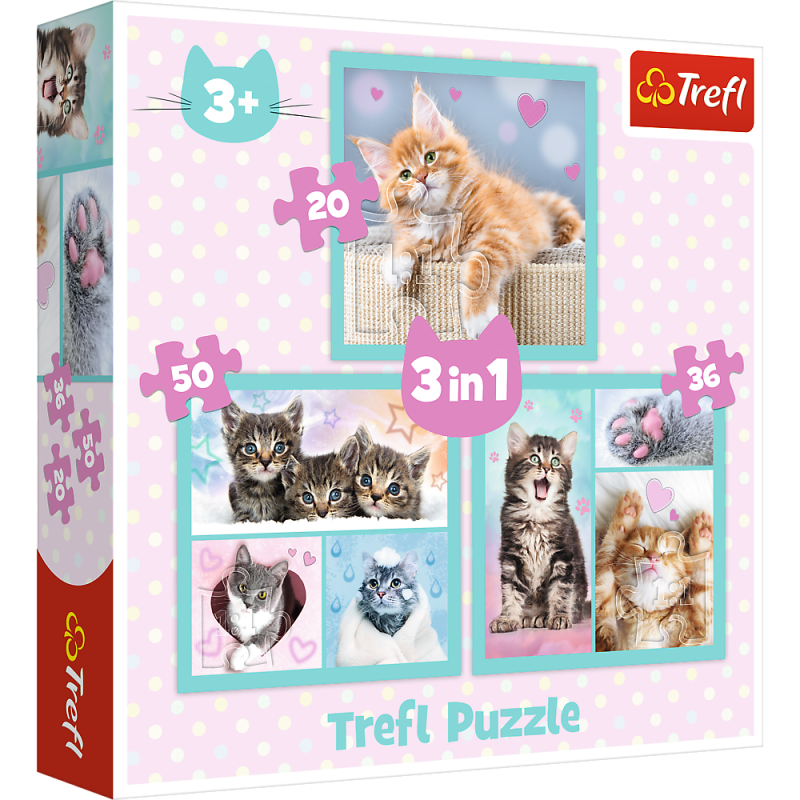 TREFL Pužļu komplekts 3in1 kaķēni, 34862T
