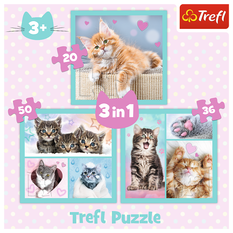 TREFL Pužļu komplekts 3in1 kaķēni, 34862T