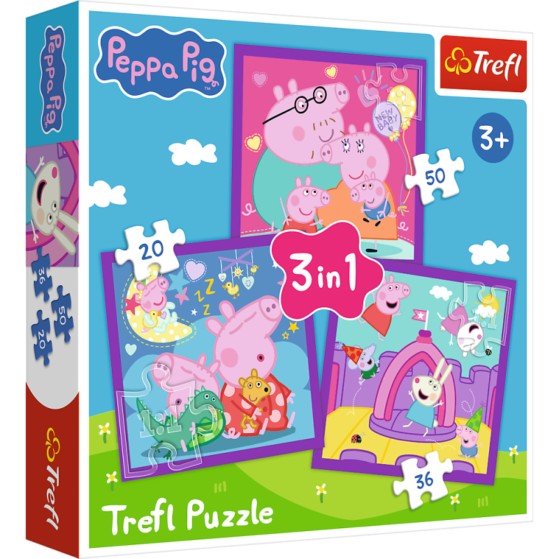 TREFL PEPPA PIG Pužļu komplekts 3in1, 34893T