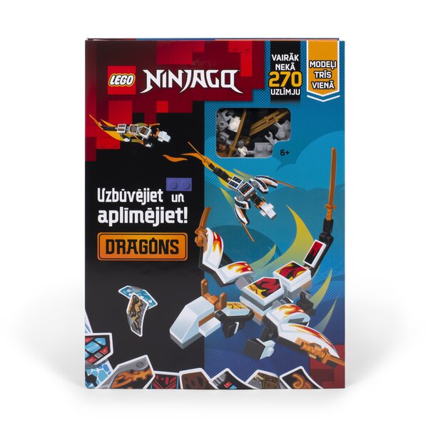 LEGO NINJAGO Aktivitāšu grāmata "Konstruē un būvē: Pūķi" (Latviešu valodā), BSP6701LV