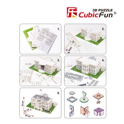 CUBICFUN 3D puzle Baltais Nams, ASV, C060H