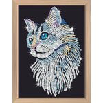 KITFIX Amatniecības komplekts Sequin Art Blue Premium spīdumiņu māksla, Balts kaķis, FP1711 KITFIX Amatniecības komplekts Sequin Art Blue Premium spīdumiņu māksla, Balts kaķis, FP1711
