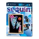 KITFIX Amatniecības komplekts Sequin Art Blue Premium spīdumiņu māksla, Žirafe ar mazuli, FP2218