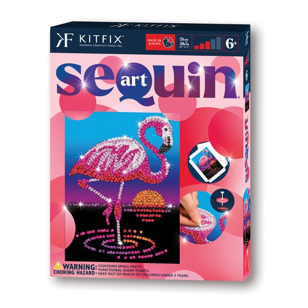 KITFIX Amatniecības komplekts Sequin Art Red spīdumiņu māksla, Flamingo Frenkijs, FP2419