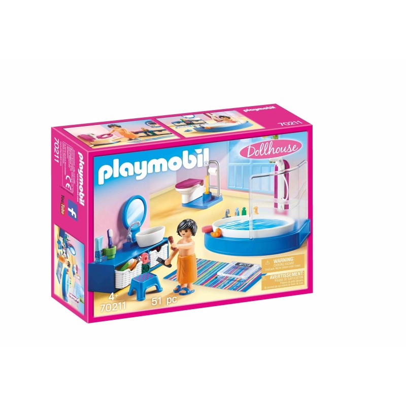 PLAYMOBIL DOLLHOUSE Bathroom with Tub 70211, 70211P