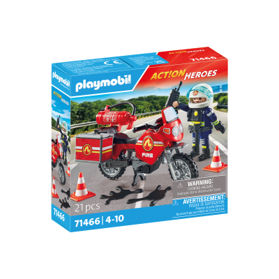 PLAYMOBIL ACTION HEROES Ugunsdzēsēju motocikls un naftas noplūdes incidents 71466, 71466P