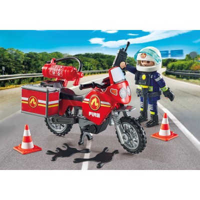 PLAYMOBIL ACTION HEROES Ugunsdzēsēju motocikls un naftas noplūdes incidents 71466, 71466P