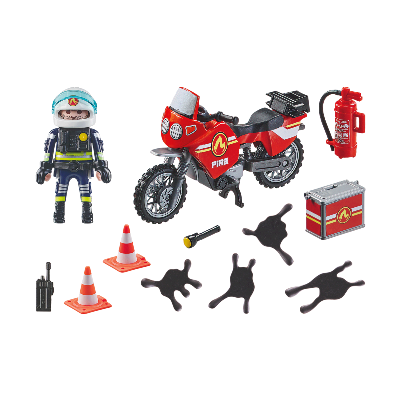 PLAYMOBIL ACTION HEROES Ugunsdzēsēju motocikls un naftas noplūdes incidents 71466, 71466P