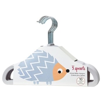 3 Sprouts Hangers bērnu velūra pakaramie 10 gab. Grey