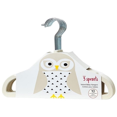 3 Sprouts Hangers bērnu velūra pakaramie 10 gab. Ivory