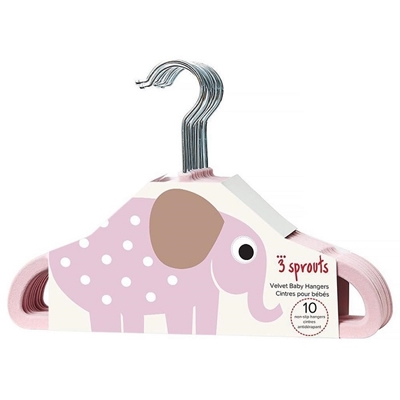 3 Sprouts Hangers bērnu velūra pakaramie 10 gab. Pink