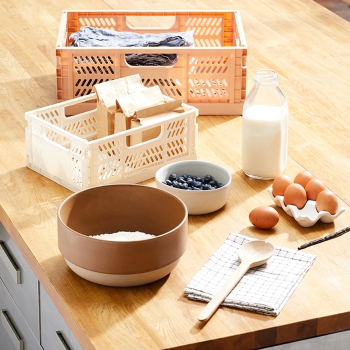 3 Sprouts Modern Folding Crate Mantu kaste Large Clay