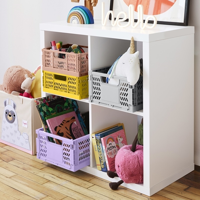 3 Sprouts Modern Folding Crate Mantu kaste Large Light Grey