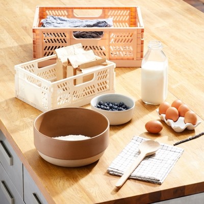 3 Sprouts Modern Folding Crate Mantu kaste Medium Clay