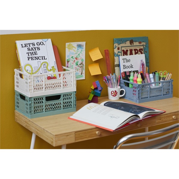 3 Sprouts Modern Folding Crate Mantu kaste Medium Green