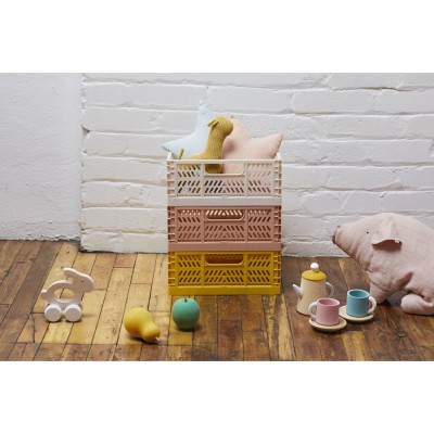 3 Sprouts Modern Folding Crate Mantu kaste Medium Yellow