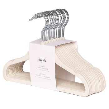 3 Sprouts Velvet Hangers Bērnu velūra pakaramie 15 gab. Cream
