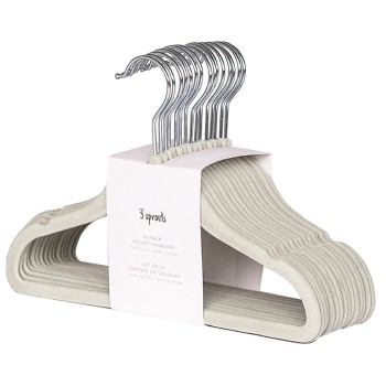 3 Sprouts Velvet Hangers Bērnu velūra pakaramie 15 gab. Green