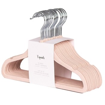 3 Sprouts Velvet Hangers Bērnu velūra pakaramie 15 gab. Pink