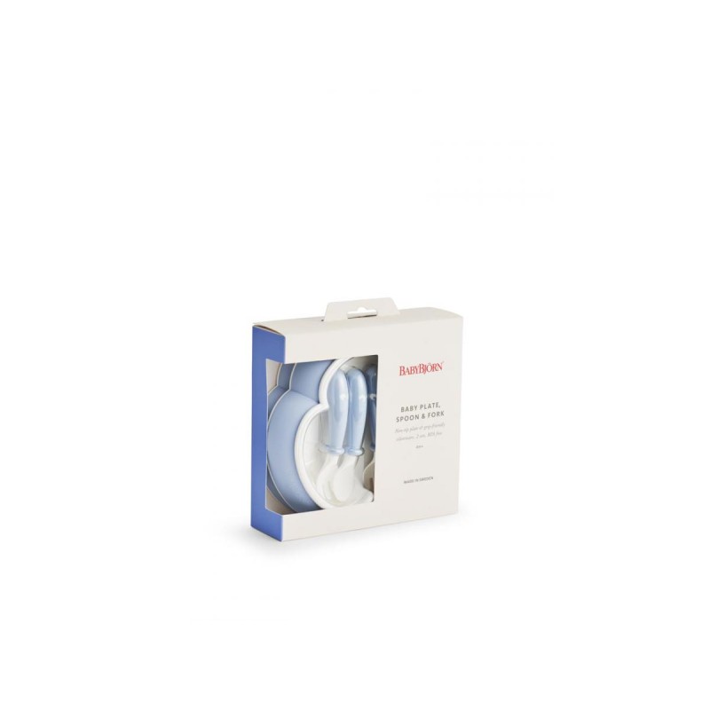 BabyBjorn Детская Тарелка, Ложка и Вилка Baby Plate, Spoon and Fork 2 sets Powder Blue