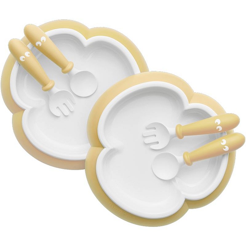 BabyBjorn Детская Тарелка, Ложка и Вилка Baby Plate, Spoon and Fork 2 sets Powder Yellow