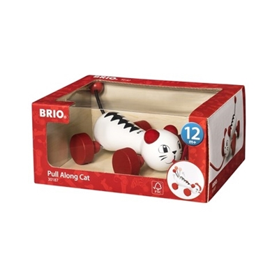 Brio Pull Along Cat Деревянная каталка на веревочке 30187