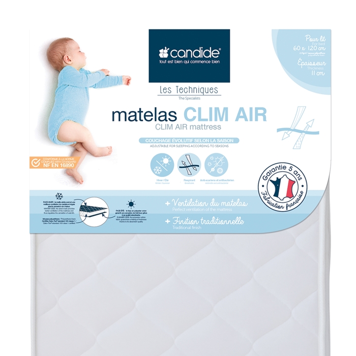 Candide Divu zonu bērnu matracis Vasara/Ziema Clim Air 60х120 см